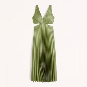 Abercrombie Giselle Satin Pleated Cutout Maxi Dress